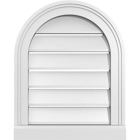Ekena Millwork Round Top Surface Mount PVC Gable Vent: Functional, w/ 2"W x 2"P Brickmould Sill Frame, 16"W x 20"H GVPRT16X2003SF
